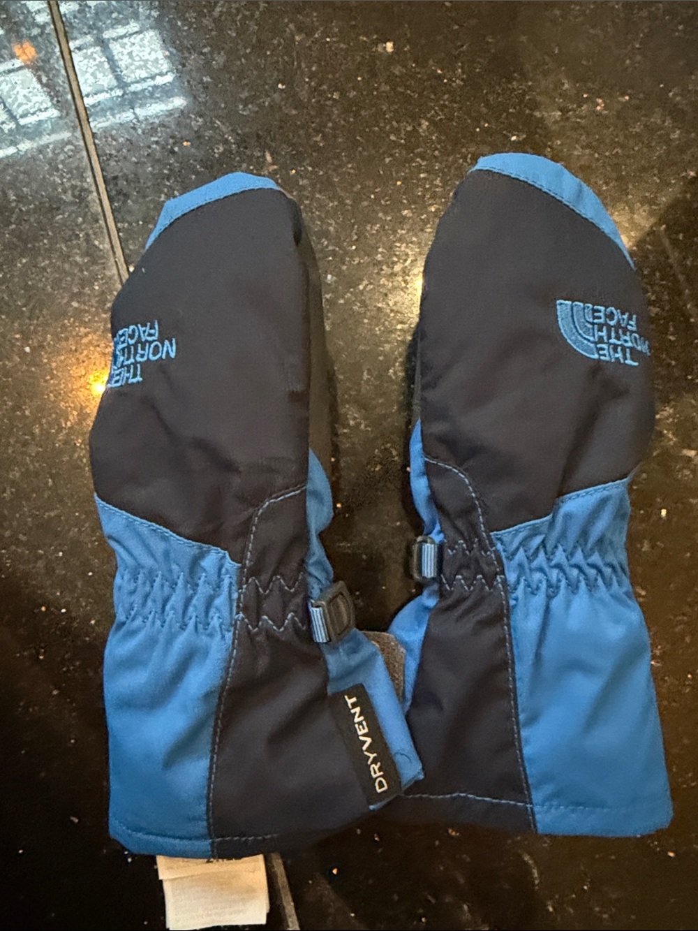 The North Face Kids Blue and Black Dryvent Mittens
